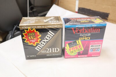 maxell & Verbatim Datalife mf2hd 10 pack 1 box of each IBM Formatted 3.5''