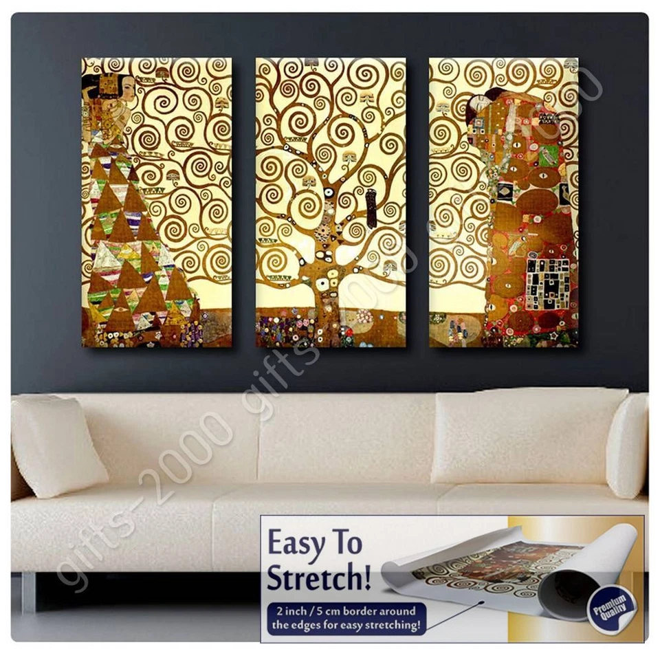 Tree Of Life by Gustav Klimt | Canvas (Rolled) | 3 Panels Wall art artwork HD - Image 4 of 4