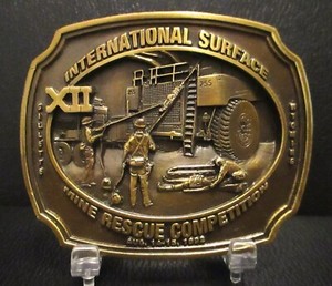 International Surface Mine Rescue Competition Belt Buckle 1992 Gillette Wyoming