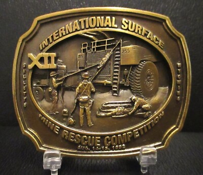 International Surface Mine Rescue Competition Belt Buckle 1992 Gillette Wyoming