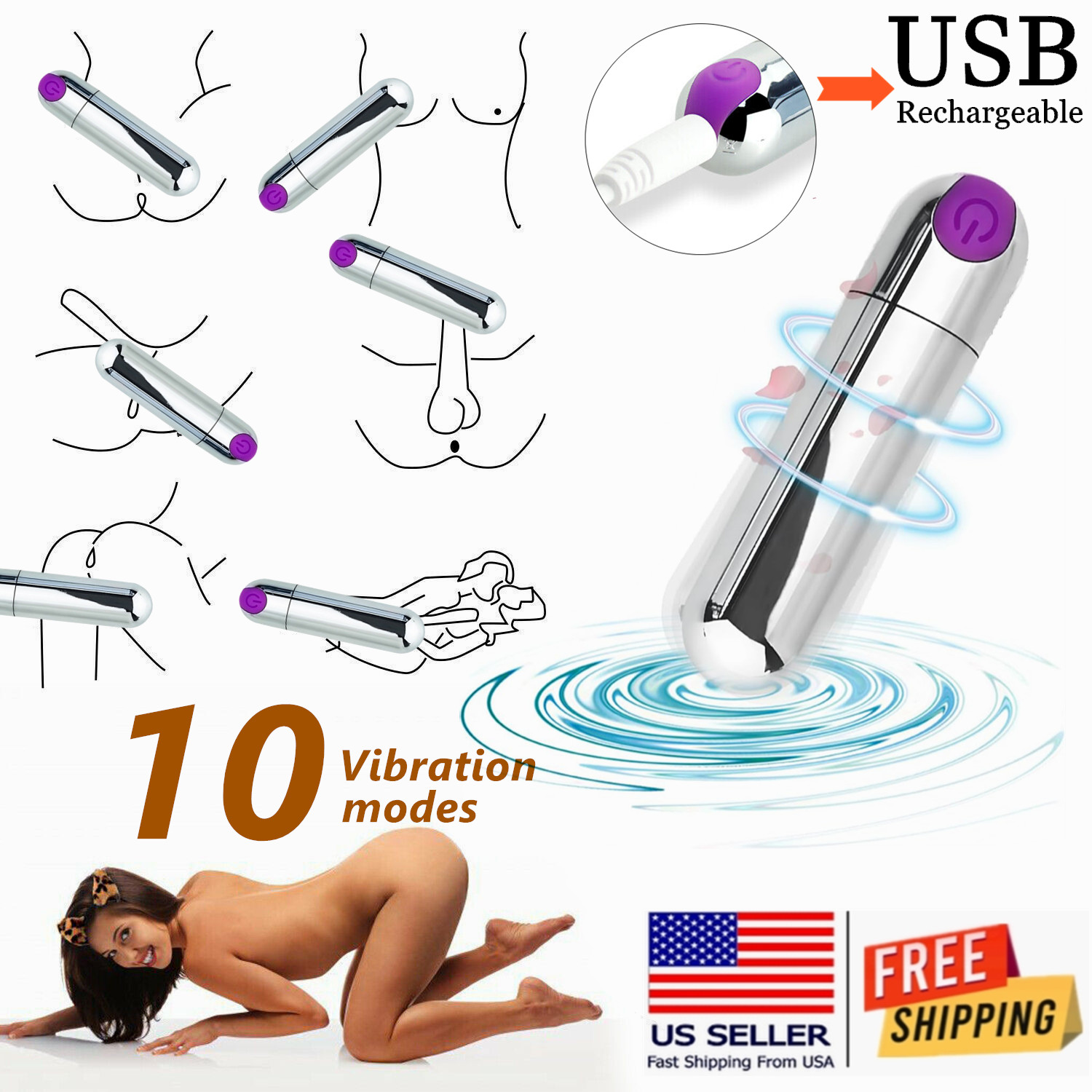 Mini Bullet Vibrator G-spot Clit Dildo Massager Sex Toys for Women Rechargeable
