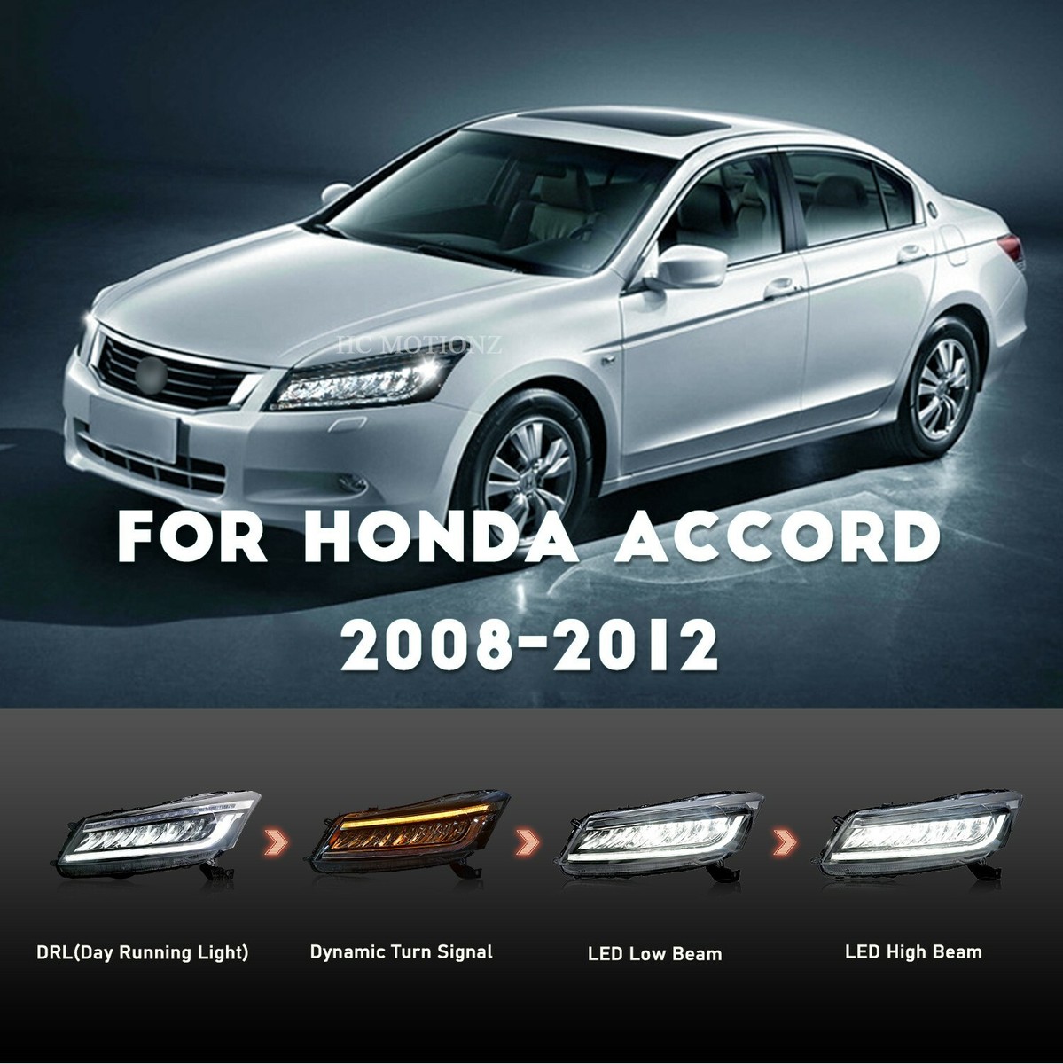 大幅値下げランキング USヘッドライト Honda Accord 8 20082012フルLEDビーム動的信号のためのLEDヘッドライト