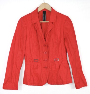 AirField Damen Baumwollmischung Jacke Blazer Rot Knopf Gr EU 36 S