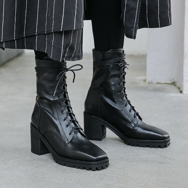block heel boots square toe