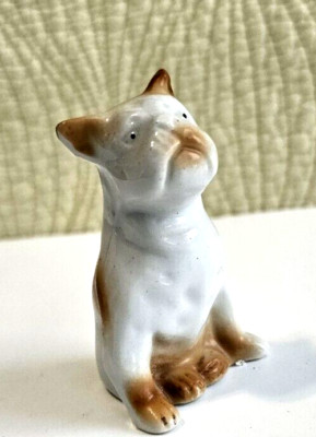 Vintage English Bulldog White Tan Porcelain Made In Japan 3'' Tall