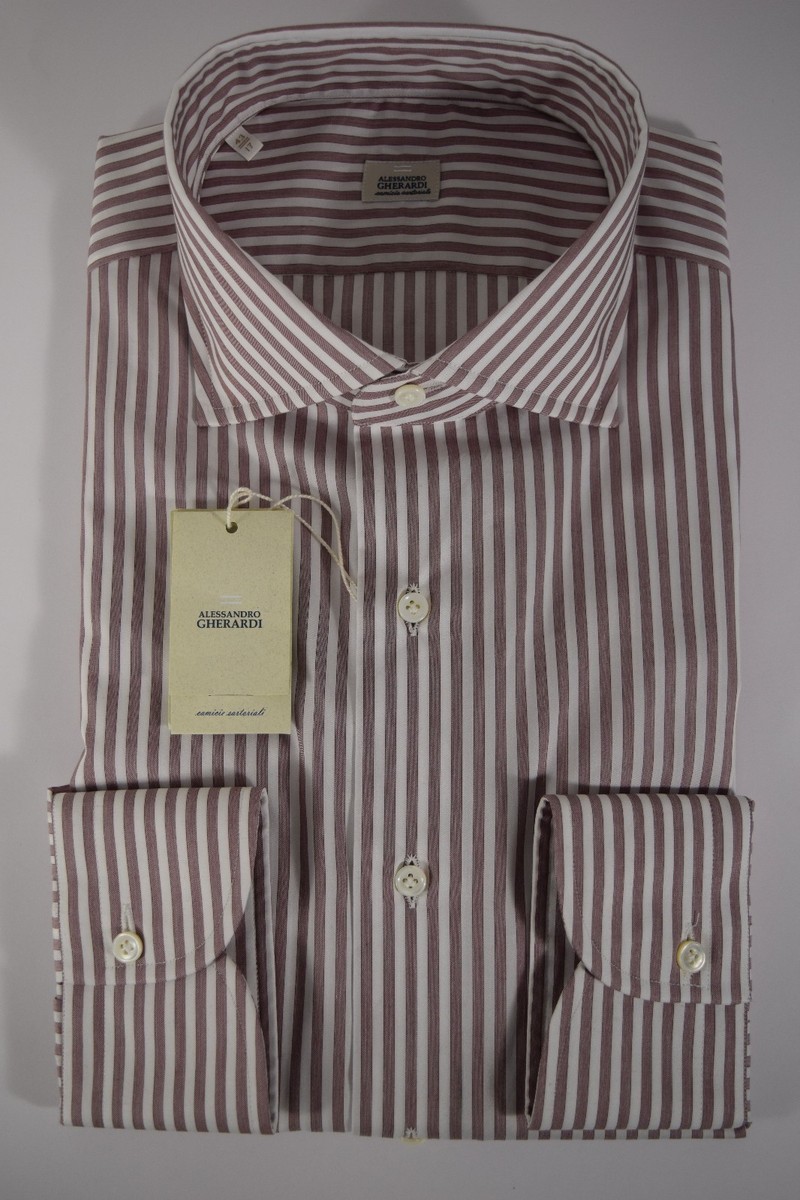 ALESSANDRO GHERARDI camicia UOMO classica COTONE righe AMARANTO tg