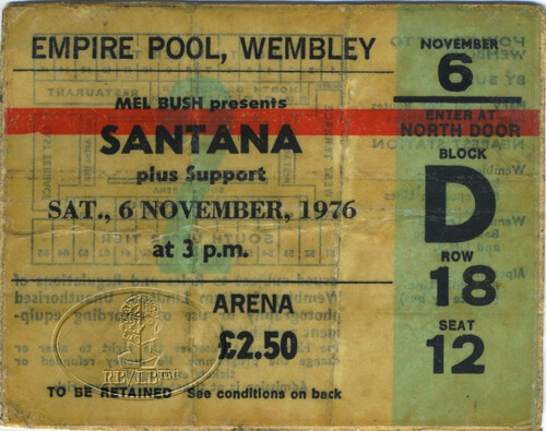 SANTANA 1976 Amigos UK Tour Concert Ticket Stub - Picture 1 of 1