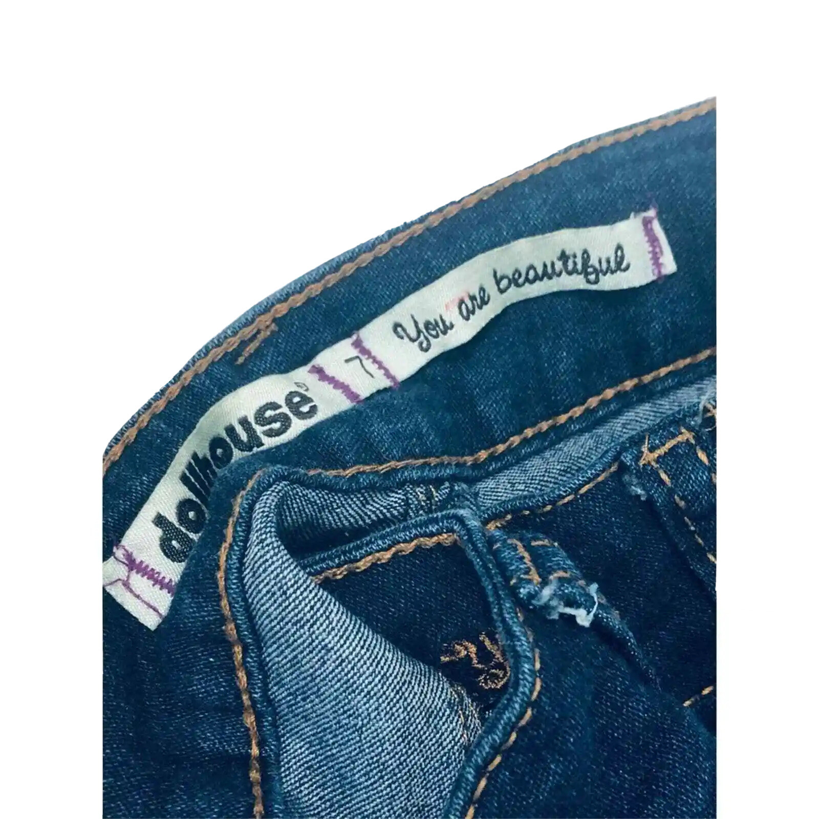 Y2K Jeans cowgirl Retro Dollhouse Low Rise Dark Denim… Gem