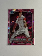 2025 Bowman Draft Sapphire Aaron Watson 1st Padparadscha Refractor 1/1 Reds