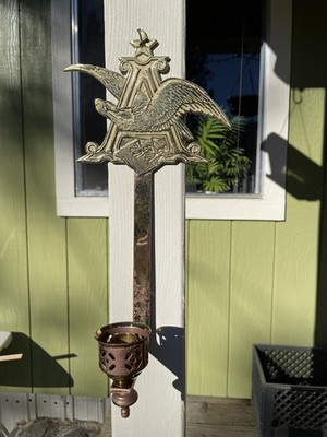 Anheuser Busch Brass Sconce Candle Holder Virginia Metalcrafters Patina Man Cave