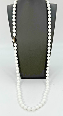 VTG MIRIAM HASKELL Signed Milk Glass Necklace 1940s READ CONDITION NOTES
