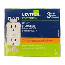 Leviton GFCI Duplex Outlet 15A 125V White 3 Pack - GFNT1-3W