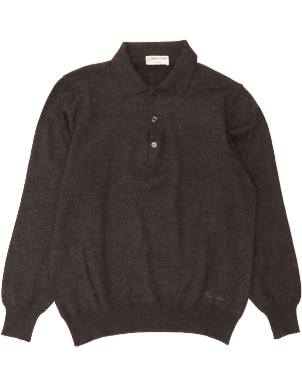 Suéter Jersey Cuello Polo Pierre Cardin Para Hombres IT 50 Gris Medio DH24