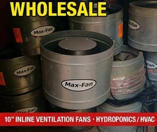 Max Fan 10" Inline Duct Ventilation Fan - Hydroponic Grow Tent Exhaust HVAC