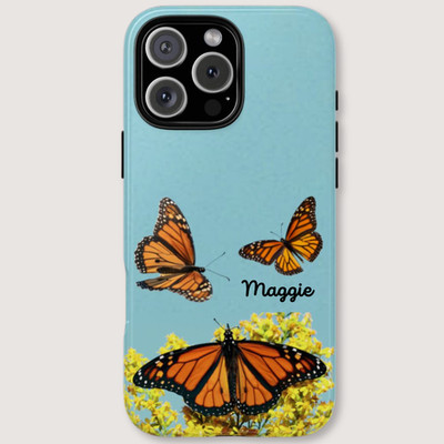 Iphone 16 Pro Max Tough Case Shockproof Cottagecore Blue Monarch Butterfly