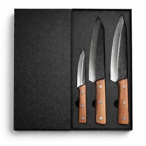 3 Poignée en bois de parage de cuisine en acier au carbone pièce