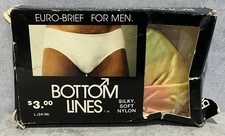 Vintage 1970s Bottom Lines Euro Brief Men's Underwear Size L 34-36 Pink Yellow