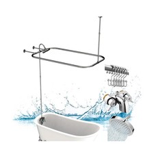 Clawfoot Tub Shower Kit, Add On Shower Units With Bathcock Diverter Faucet an...