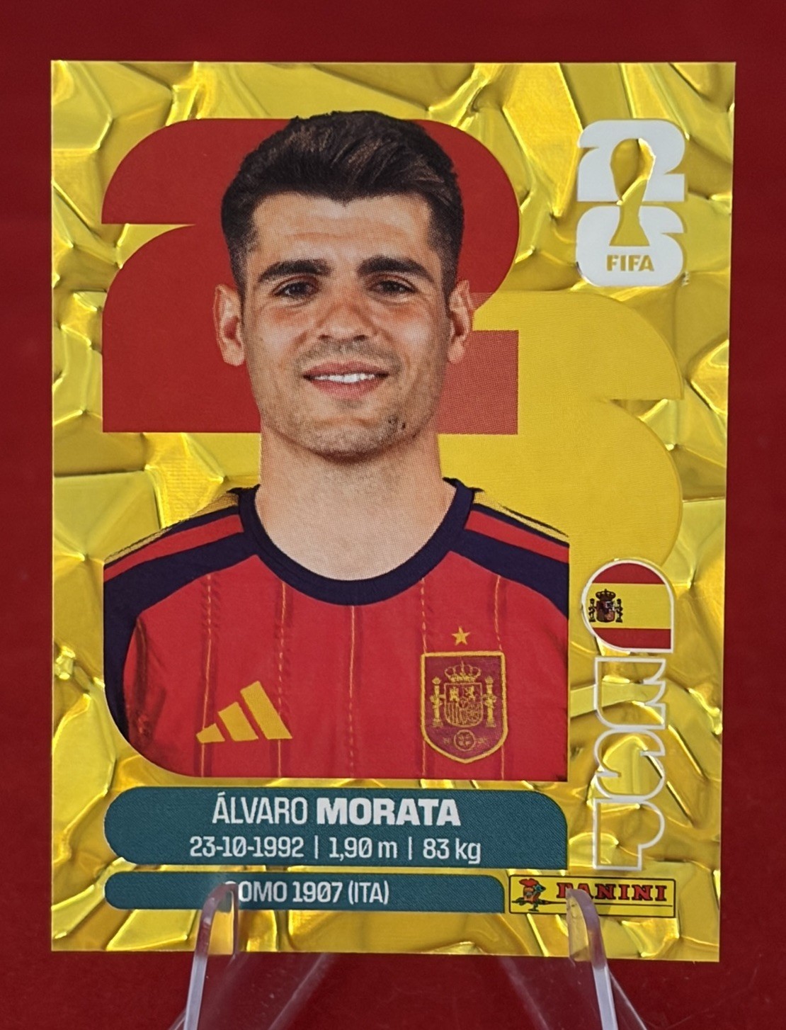 2026 Panini FIFA World Cup Sticker Alvaro Morata Gold Crumple Online Exc Esp 19
