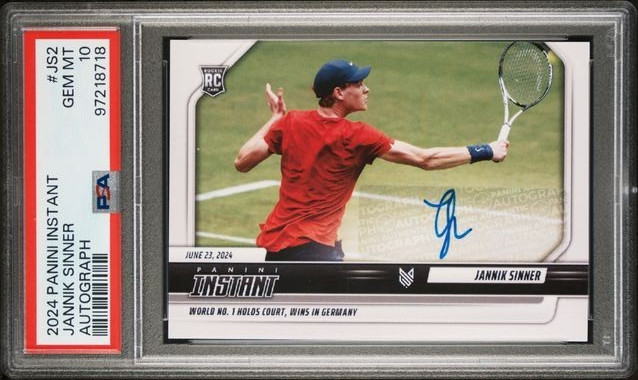 2024 JANNIK SINNER PANINI INSTANT AUTO RC #JS2 AUTOGRAPH PSA 10 WORLD #1 ROOKIE view 1