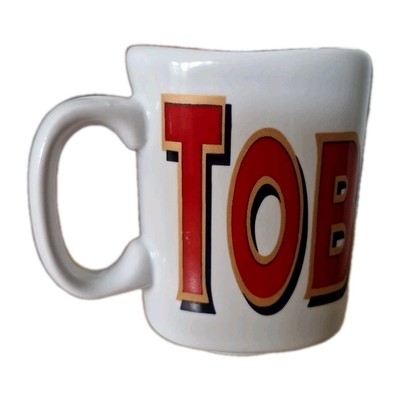 TOBLERONE Becher dreieckig weiß Made In England Sammlerstück Schokolade Vintage