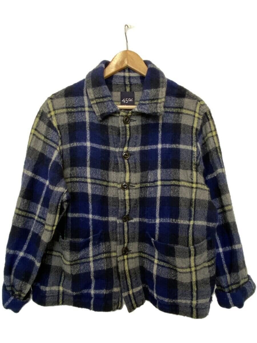 45 giri studio altra giacca lana blu navy check 81030033 indiano merino 908 usata