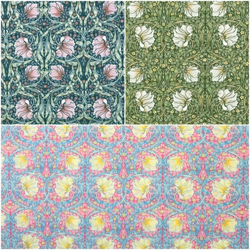 Polycotton Digital Printed Fabric William Morris Pimpernel 115cm Wide