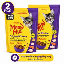 2PC - Meow Mix Original Choice Dry Cat Food Chicken Turkey Salmon Fish Flavors