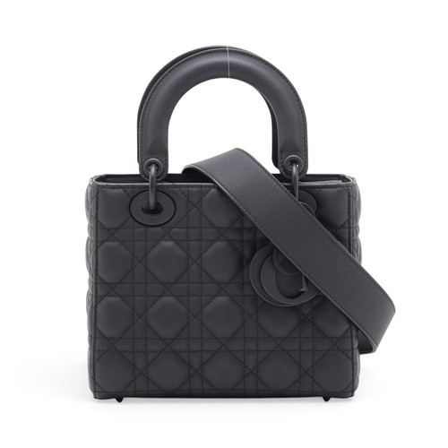 Christian Dior My Lady Dior Handbag Leather Black Unisex #ALB8672