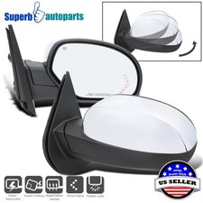 For 07-13 Silverado Sierra Chrome Side Mirrors Power Folding Heatedled Signal