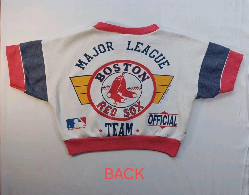 Vintage 1990 Boston Red Sox Sleeveless Crop Top Toddler Sweatshirt - Image 2 of 4