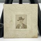 Mini IDENTIFIED Man Mustache Western Hat MILLER SURNAME CdV CARD Antique Photo — photo 3