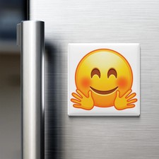 Hugging Face Emoji Fridge Magnet 2x2 Made in USA
