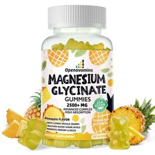 Magnesium Glycinate Gummies 2500mg - Sugar 90 Count Pack of 1 , Pineapple