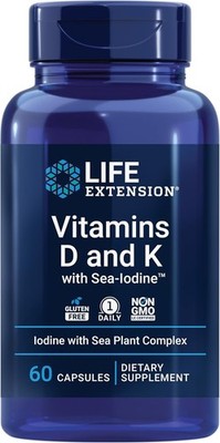 LIFE EXTENSION VITAMIN D&K Meeresjod Herz Knochen 60 Kapseln SUPER PREIS