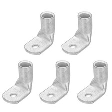 0AWG - 3/16" Copper Wire Lugs, Battery Cable Ends Battery Lugs Silver, 5Pcs 