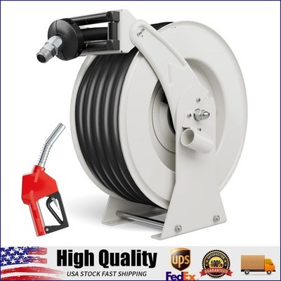 Fuel Hose Reel Retractable 3/4'' x 50' with Fueling Nozzle Auto Swivel