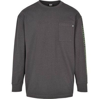 Urban Classics Neon Logo Boxy Pocket LS Sweatshirt Pullover Longsleeve Retro Men