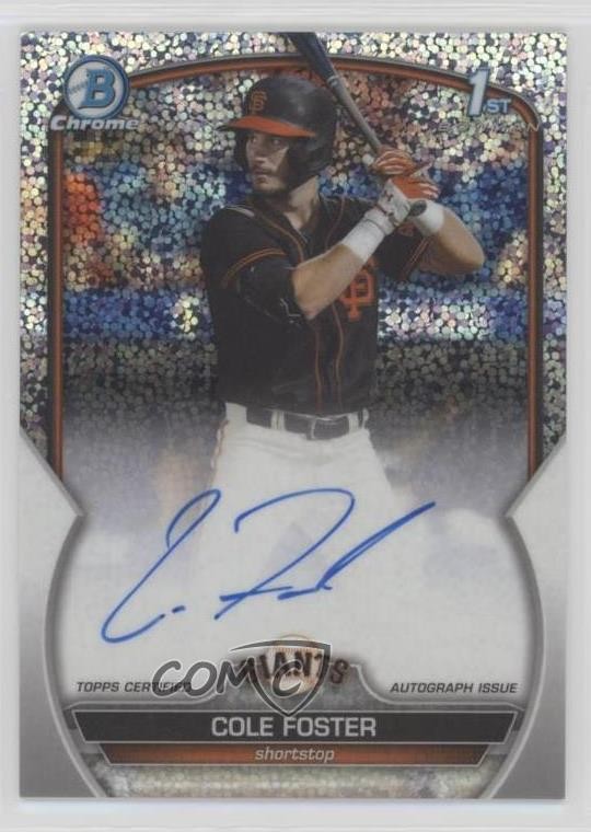 2023 Bowman Draft Chrome Prospect Sparkle Refractor 29/71 Cole Foster Auto lz7