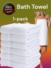 1-pk Bath Towels 100 Cotton White Softness  Durability, 24  50inch USA Stock