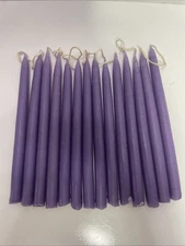 Tapered Scentless Hand Dipped Purple 7” Mini Candles - 7 Pairs (14) In Box