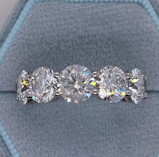 Alianza de boda media eternidad diamante natural corte redondo de 5,00 quilates platino 950 talla 7