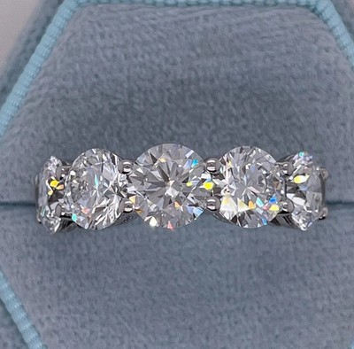 5.00Ct Round Cut Natural Diamond Half Eternity Wedding Band 950 Platinum Size 7