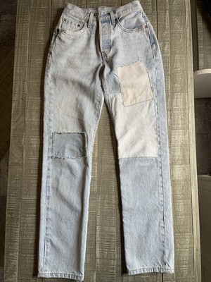 Levi s 501 Anniversary Patchwork Jeans 24x32 Custom Denim Y2K Look Women s Levi