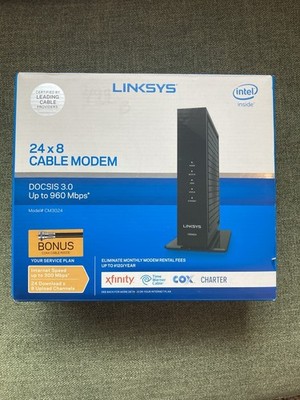 Linksys CM3024 DOCSIS 3.0 24x8 Cable Modem 960 Mbps Xfinity Cox Charter Tested