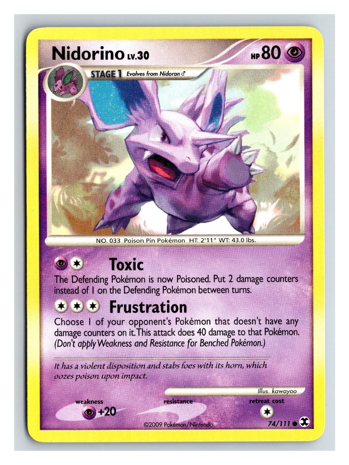 Nidorino Rising Rivals 74/111 Pokemon Card LP