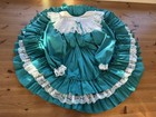 Vintage Golden Age Girls 12 Green Lace & Ruffle Trim Full Circle Dress USA — photo 2
