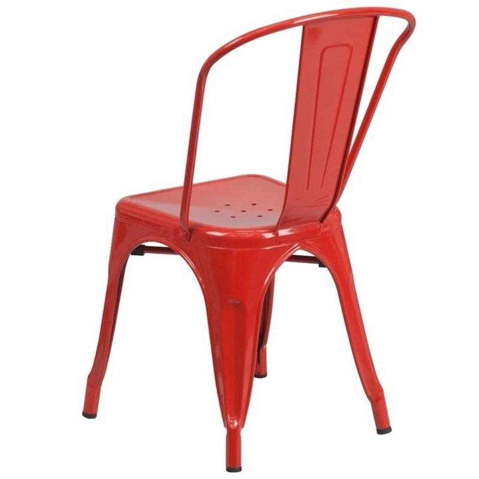Flash Furniture Metal Stackable Dining Side Chair in Red - Image 4 of 4