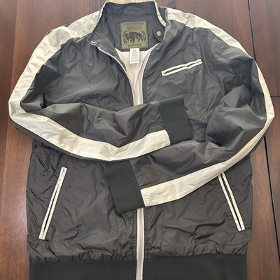 Buffalo David Bitton Heart of Empire Black Nylon Bomber Jacket Size S Zip Up
