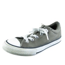 Converse Youth Girls Sneaker Shoes Gray Fabric Lace Up Size 2 Medium